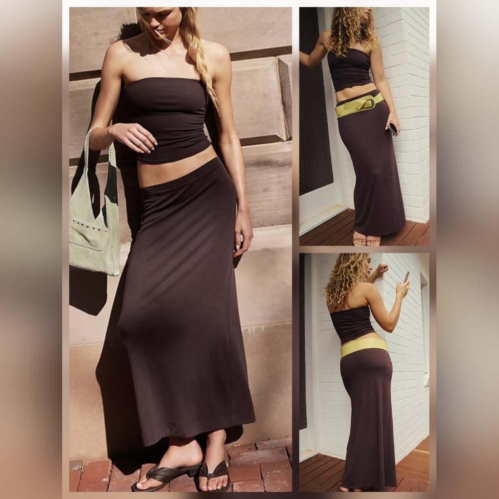 Elegant Brown Maxi Skirt